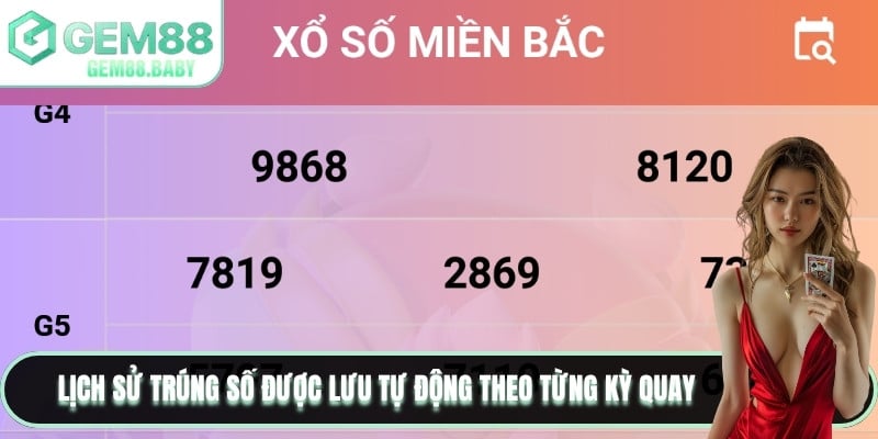 Lịch sử trúng số được lưu tự động theo từng kỳ quay